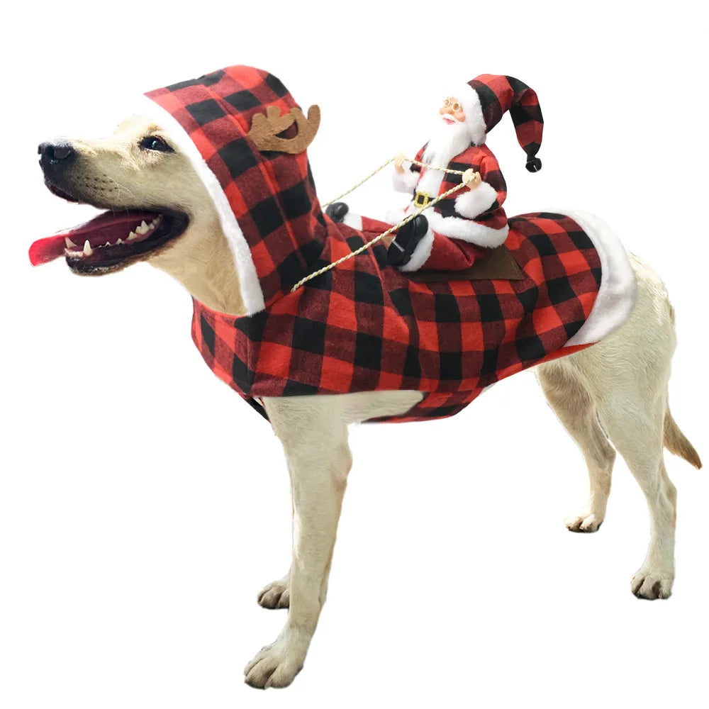 Christmas Pet Apparel - Santa Claus Ski Outfit, Warm and Frost-Proof Christmas Clothing for Pets