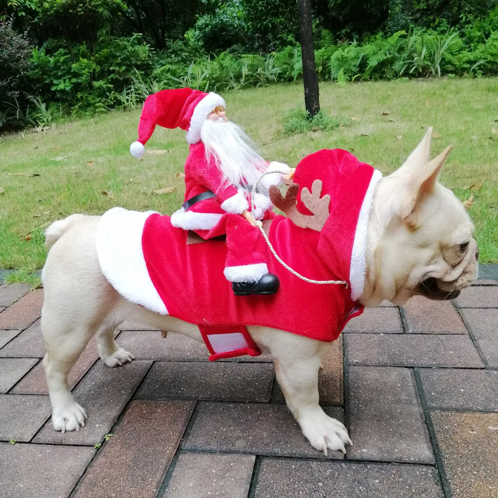 Christmas Pet Apparel - Santa Claus Ski Outfit, Warm and Frost-Proof Christmas Clothing for Pets