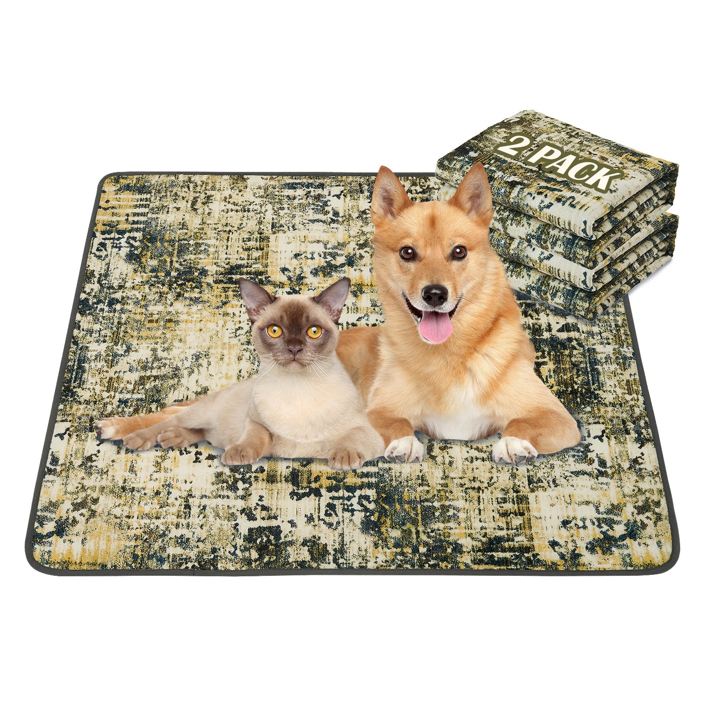 Reusable Washable Dog Pee Pads (2-Pack) - Super Absorbent, Leakproof & Non-Slip Puppy Training Pads for Floors, Crates & Furniture