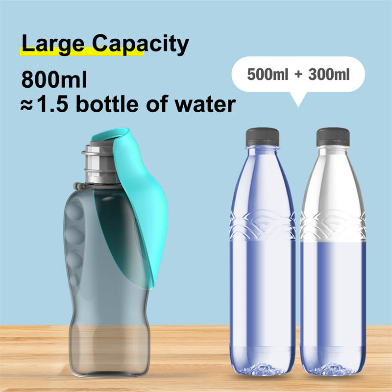 Portable Dog Water Bottle - 800ml Leakproof Pet Travel Bowl with Lock for Hiking & Walking