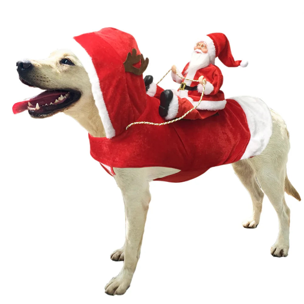 Christmas Pet Apparel - Santa Claus Ski Outfit, Warm and Frost-Proof Christmas Clothing for Pets