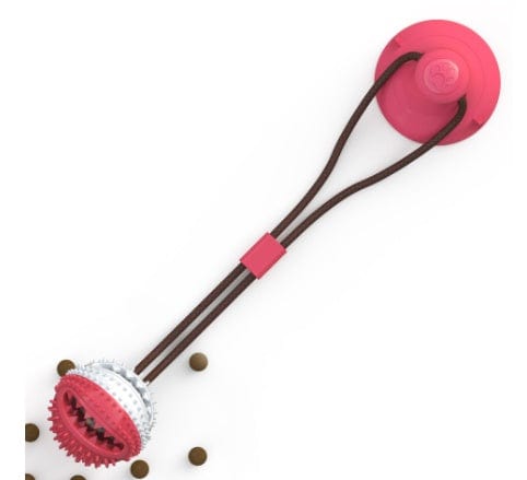 Interactive Suction Cup Dog Toy – Tug-of-War, Chew, Feed & Clean Teeth in One!