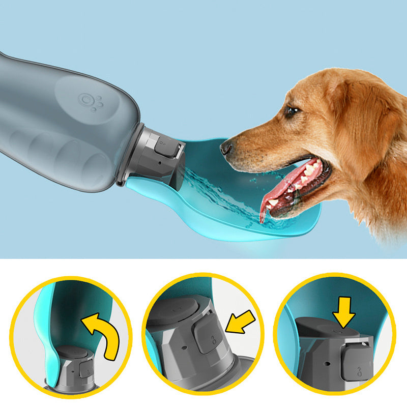 Portable Dog Water Bottle - 800ml Leakproof Pet Travel Bowl with Lock for Hiking & Walking