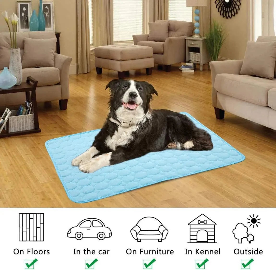 Ice Silk Dog Cooling Pad – Self-Cooling Mat for Dogs & Cats, Washable Summer Mattress for Crates, Floors & Travel