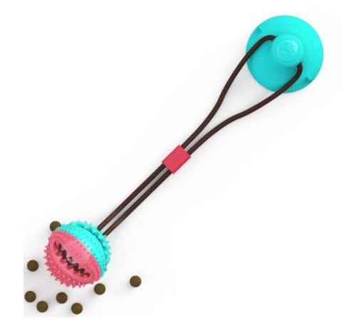 Interactive Suction Cup Dog Toy – Tug-of-War, Chew, Feed & Clean Teeth in One!