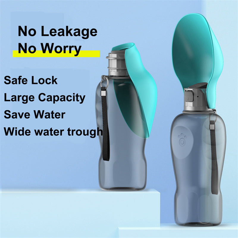 Portable Dog Water Bottle - 800ml Leakproof Pet Travel Bowl with Lock for Hiking & Walking