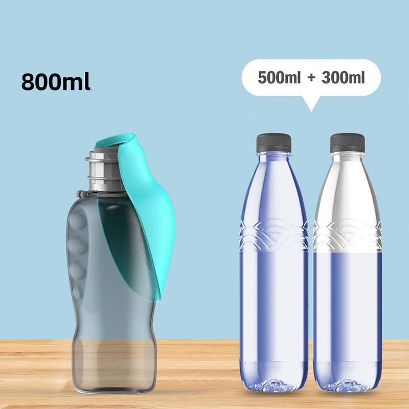 Portable Dog Water Bottle - 800ml Leakproof Pet Travel Bowl with Lock for Hiking & Walking