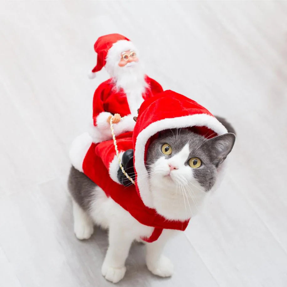 Christmas Pet Apparel - Santa Claus Ski Outfit, Warm and Frost-Proof Christmas Clothing for Pets