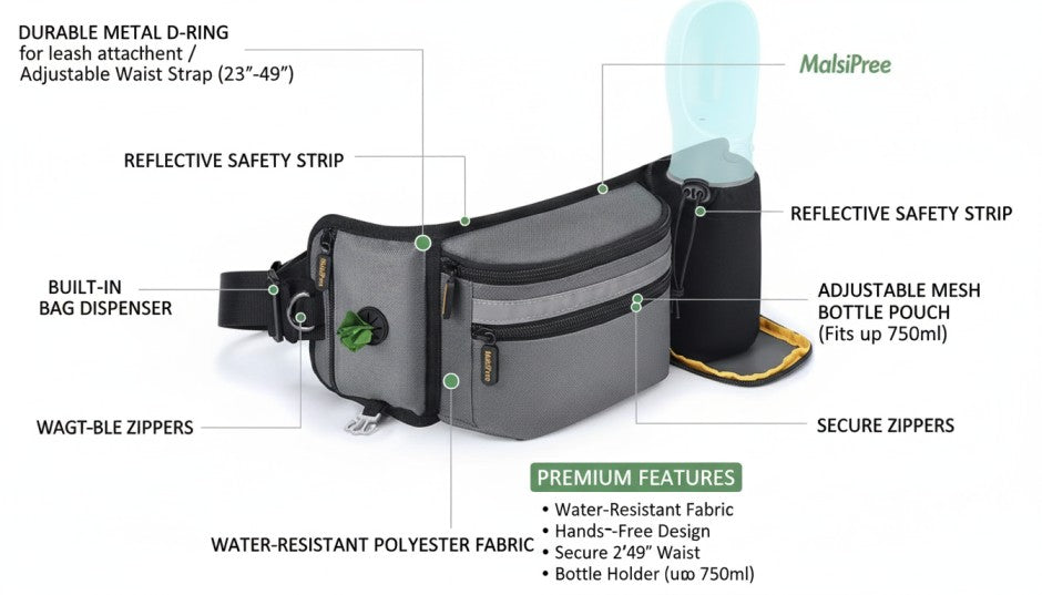 Ultimate Hands-Free Dog Training & Walking Fanny Pack – Multifunctional Pet Treat & Gear Bag