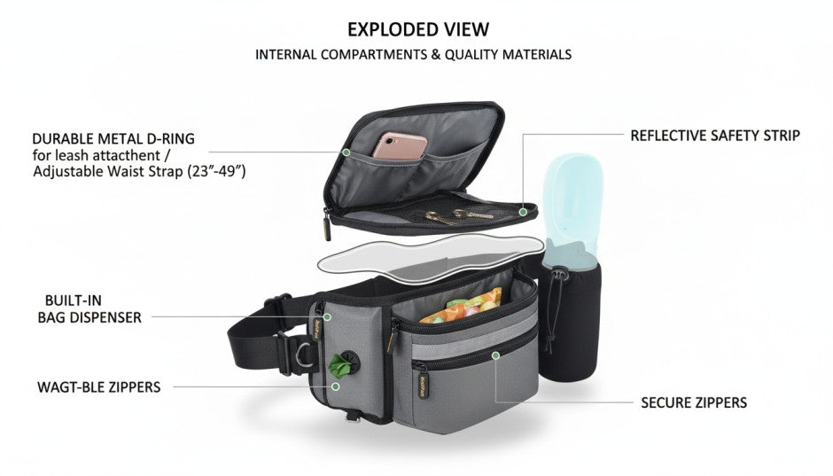 Ultimate Hands-Free Dog Training & Walking Fanny Pack – Multifunctional Pet Treat & Gear Bag