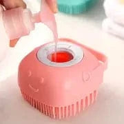 Dog Bath Brush & Shampoo Dispenser – Soft Silicone Grooming & Massage Tool