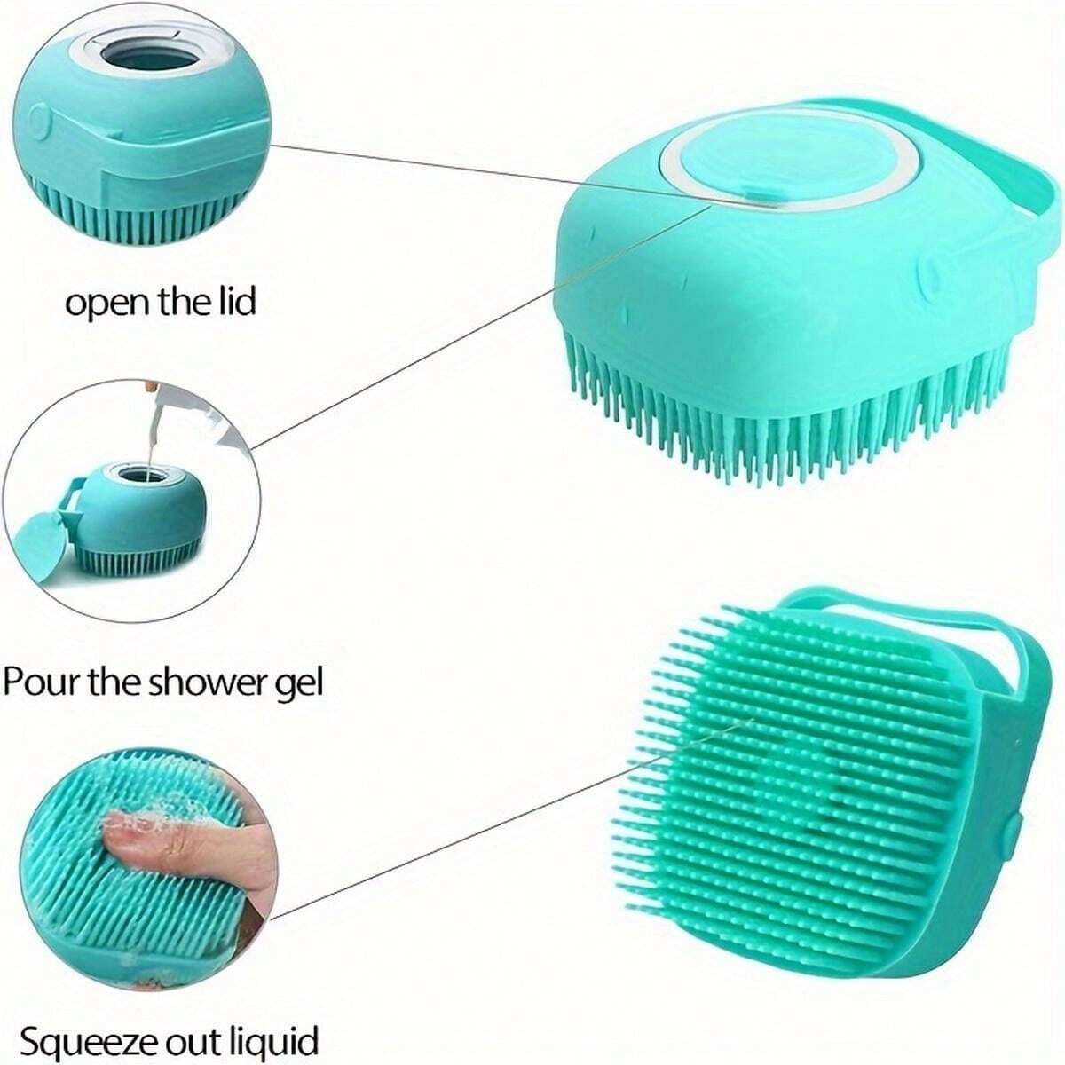 Dog Bath Brush & Shampoo Dispenser – Soft Silicone Grooming & Massage Tool