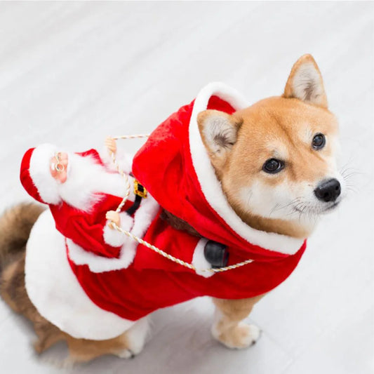 Christmas Pet Apparel - Santa Claus Ski Outfit, Warm and Frost-Proof Christmas Clothing for Pets