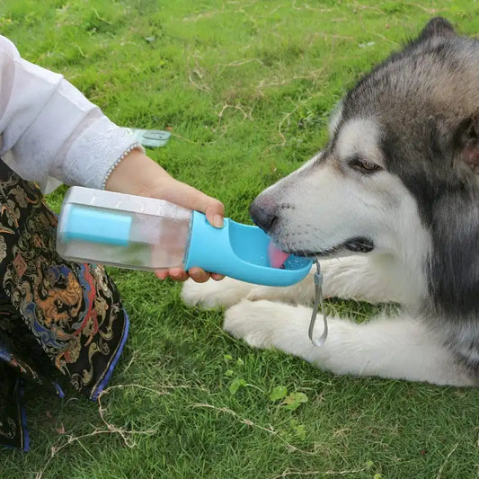3-in-1 Portable Dog Water Bottle with Food Container, Waste Bag Dispenser & Built-In Filtration – 600ml, BPA-Free, Leak-Proof