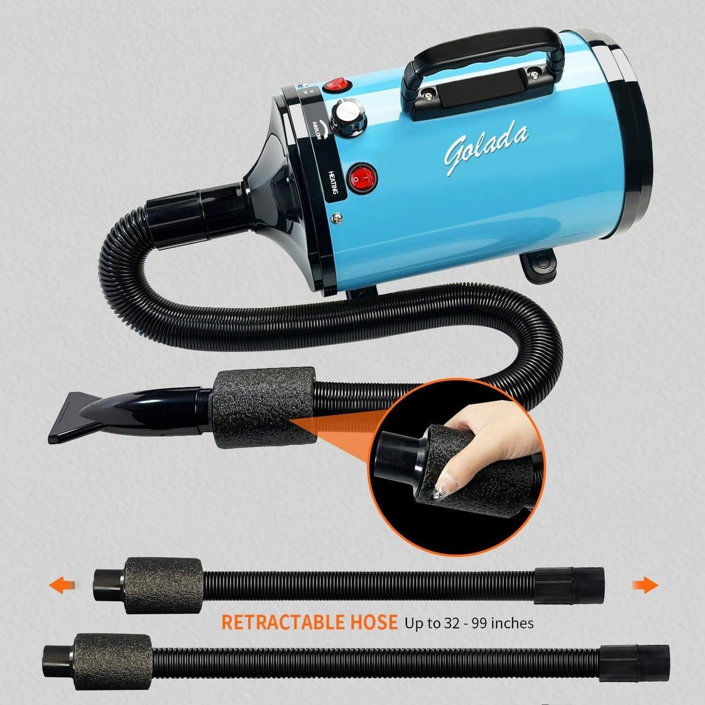 PRO Salon-Grade Pet Force Dryer - 2000W Power, Ultra-Quiet & Adjustable Heat for Dogs/Cats