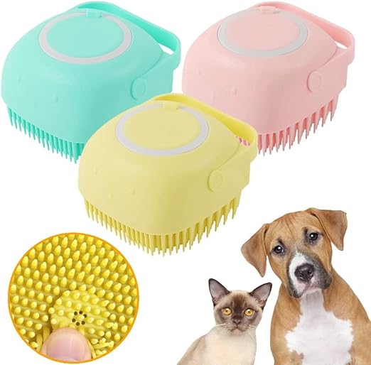 Dog Bath Brush & Shampoo Dispenser – Soft Silicone Grooming & Massage Tool