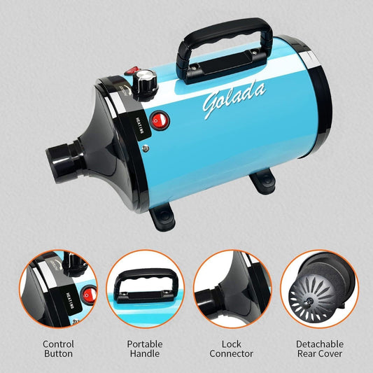 PRO Salon-Grade Pet Force Dryer - 2000W Power, Ultra-Quiet & Adjustable Heat for Dogs/Cats