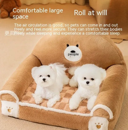 Brown Bear & Purple Lamb Dog Sofa Bed