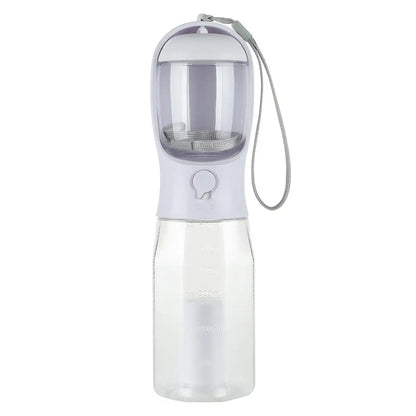 3-in-1 Portable Dog Water Bottle with Food Container, Waste Bag Dispenser & Built-In Filtration – 600ml, BPA-Free, Leak-Proof