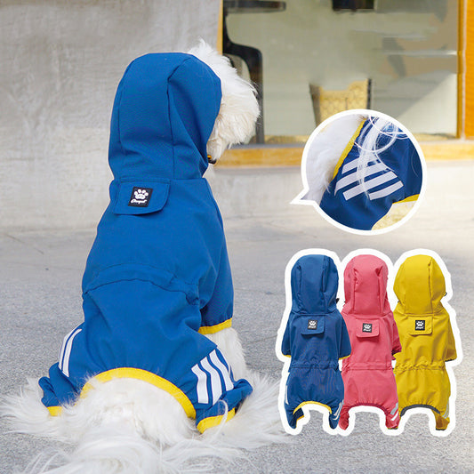 Waterproof Dog Raincoat with Hood – Lightweight, Reflective & Leash Hole Design for Small & Medium Dogs