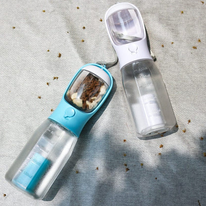 3-in-1 Portable Dog Water Bottle with Food Container, Waste Bag Dispenser & Built-In Filtration – 600ml, BPA-Free, Leak-Proof