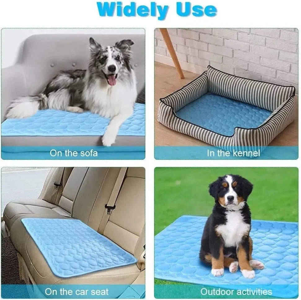 Ice Silk Dog Cooling Pad – Self-Cooling Mat for Dogs & Cats, Washable Summer Mattress for Crates, Floors & Travel