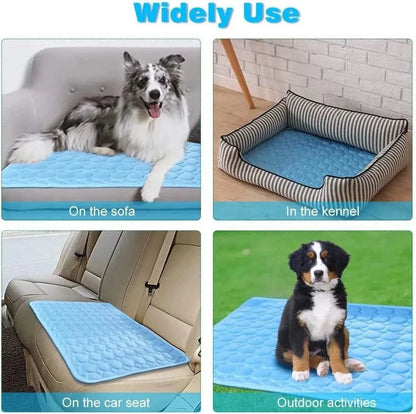 Ice Silk Dog Cooling Pad – Self-Cooling Mat for Dogs & Cats, Washable Summer Mattress for Crates, Floors & Travel