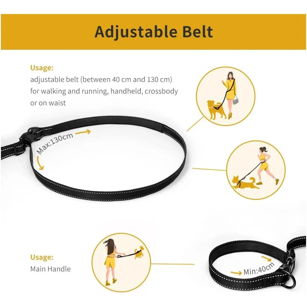 Hands-Free Dog Leash – Adjustable, Shock Absorbing & Reflective for Running & Walking