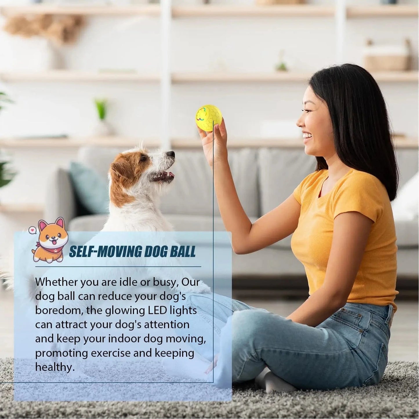 Teeche™ Motion-Activated Dog Ball – Interactive, Rechargeable & Bouncing Fun!