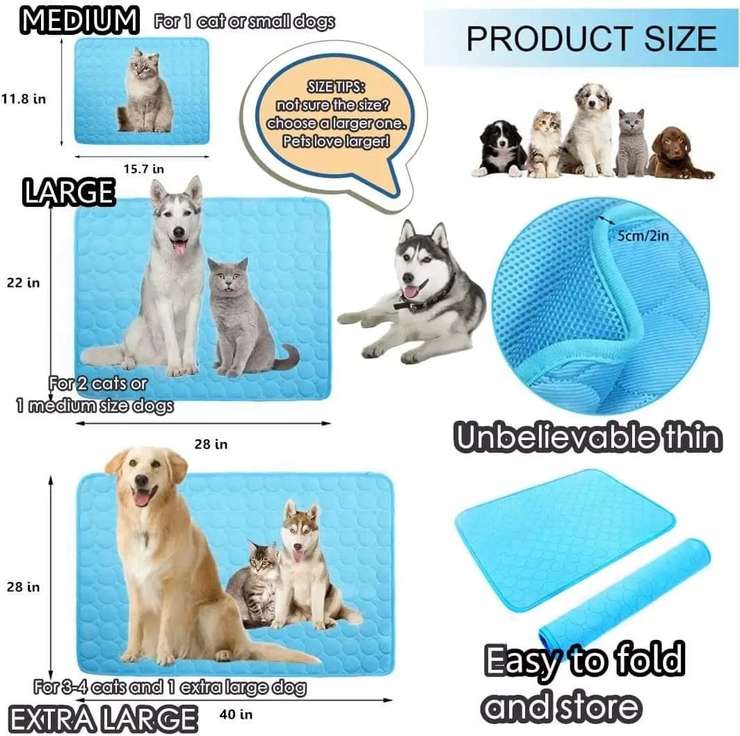 Ice Silk Dog Cooling Pad – Self-Cooling Mat for Dogs & Cats, Washable Summer Mattress for Crates, Floors & Travel