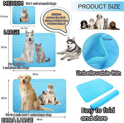 Ice Silk Dog Cooling Pad – Self-Cooling Mat for Dogs & Cats, Washable Summer Mattress for Crates, Floors & Travel