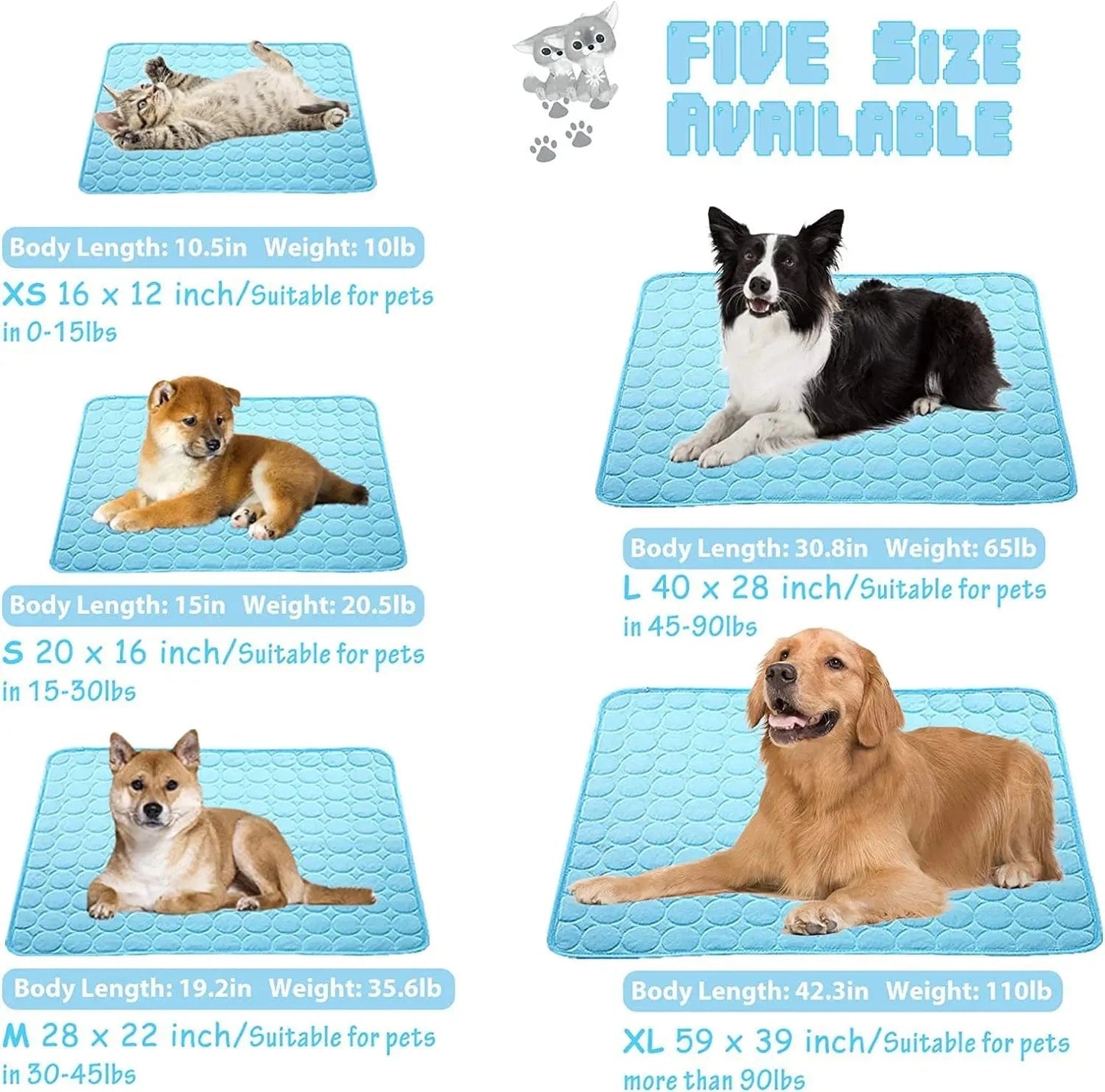 Ice Silk Dog Cooling Pad – Self-Cooling Mat for Dogs & Cats, Washable Summer Mattress for Crates, Floors & Travel