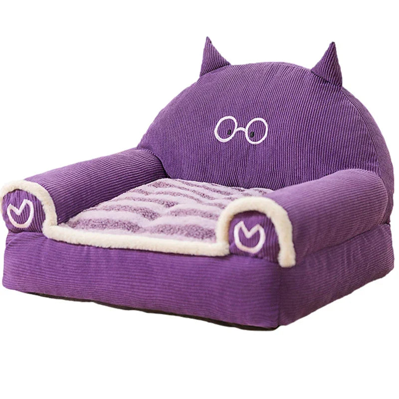 Brown Bear & Purple Lamb Dog Sofa Bed