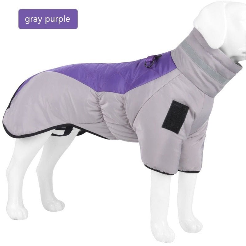 Dog Winter Coat – Waterproof, Windproof, Reflective & Warm Jacket for Medium to Large Dogs with Fleece Lining, High Collar & D-Ring Leash Clip – Grey/Orange