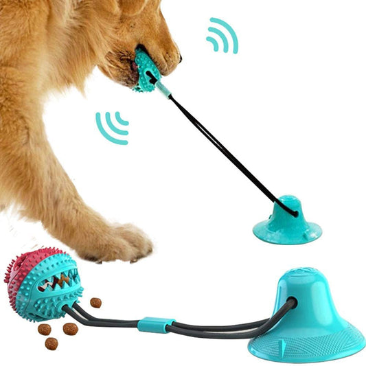 Interactive Suction Cup Dog Toy – Tug-of-War, Chew, Feed & Clean Teeth in One!