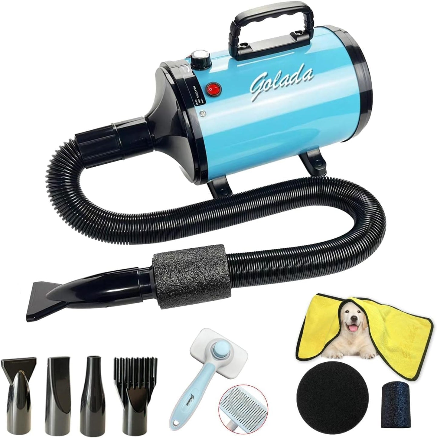 PRO Salon-Grade Pet Force Dryer - 2000W Power, Ultra-Quiet & Adjustable Heat for Dogs/Cats
